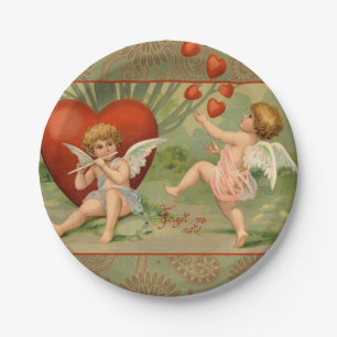 Valentine Cupids Love Antique Vintage Paper Plate