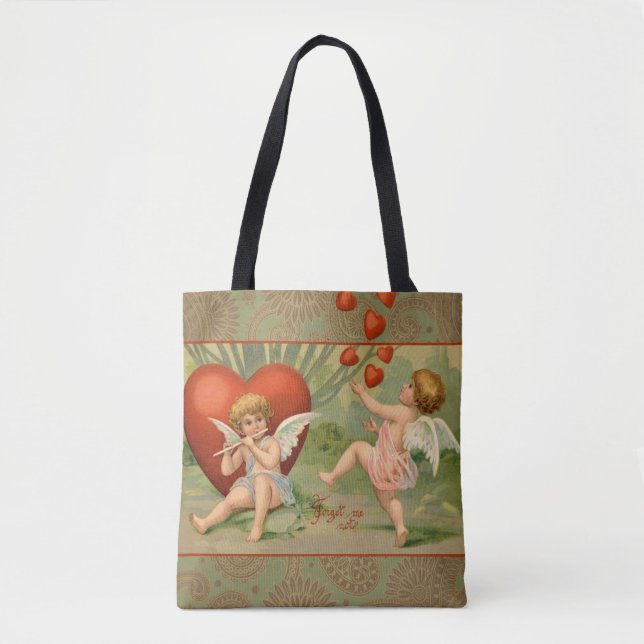 Valentine Cupids Love Antique Vintage Tote Bag (Front)