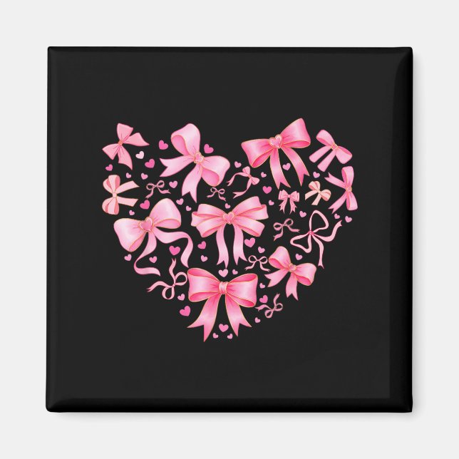 Valentine Cute Coquette Bow Nk Heart Girl Women Ki Magnet (Front)