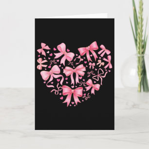 Valentine Cute Coquette Bow Pink Heart Girl Women  Card