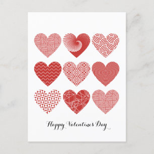 Valentine cute sweet love red heart pattern postcard