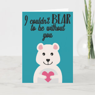 Valentine cute White Bear pink heart Card