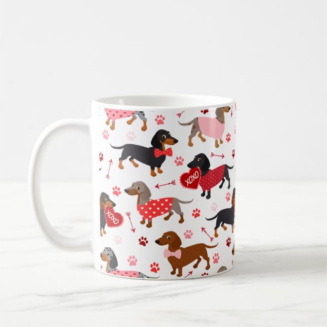 Valentine Dachshund Coffee Mug (Left)