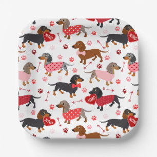 Valentine Dachshund Paper Plate