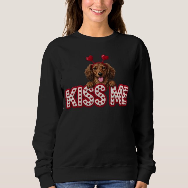 Valentine Dachshund puppy dog  Sweatshirt (Front)