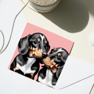 Valentine Dachshund Sweethearts Love Holiday Card