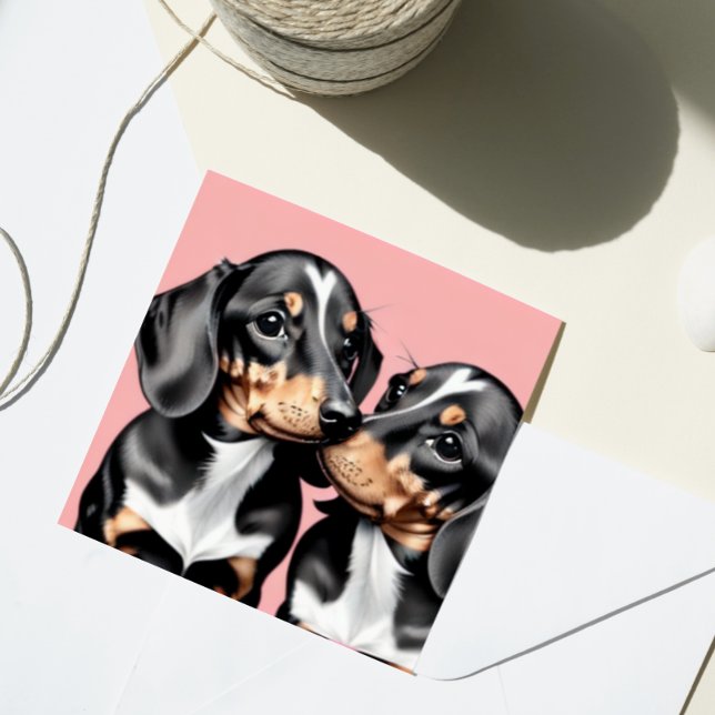 Valentine Dachshund Sweethearts Love Holiday Card (Creator Uploaded)