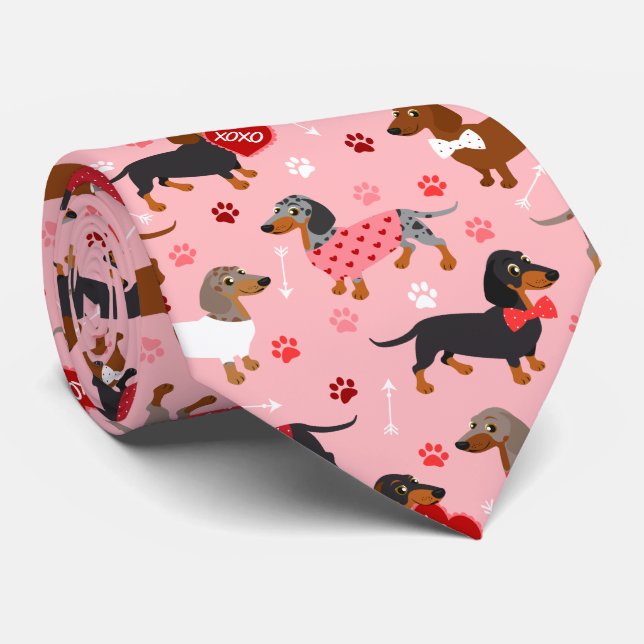 Valentine Dachshund Tie (Rolled)