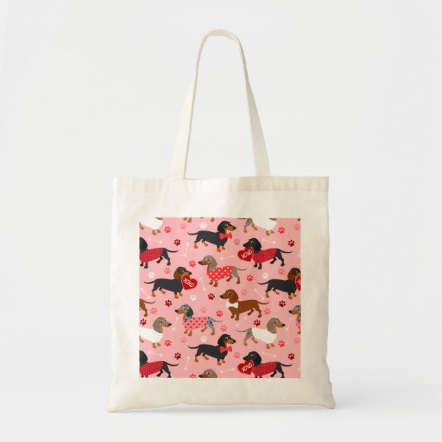 Valentine Dachshund Tote Bag (Front)