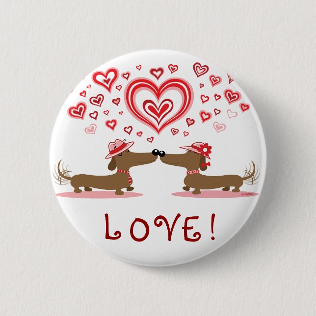 Valentine Dachshunds 6 Cm Round Badge (Front)
