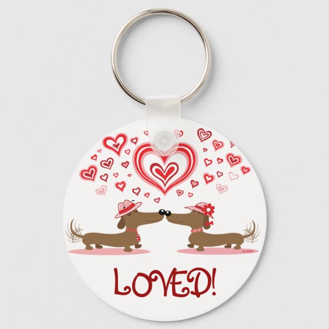 Valentine Dachshunds Key Ring (Front)