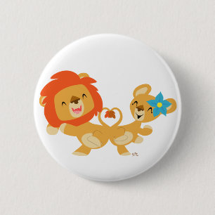 Valentine dancing lion couple button badge