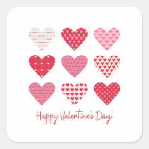 Valentine Day 2023 Sweet Red Hearts   Square Sticker