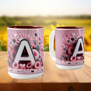 Valentine Day 3D A to Z Alphabet Coffee Mug