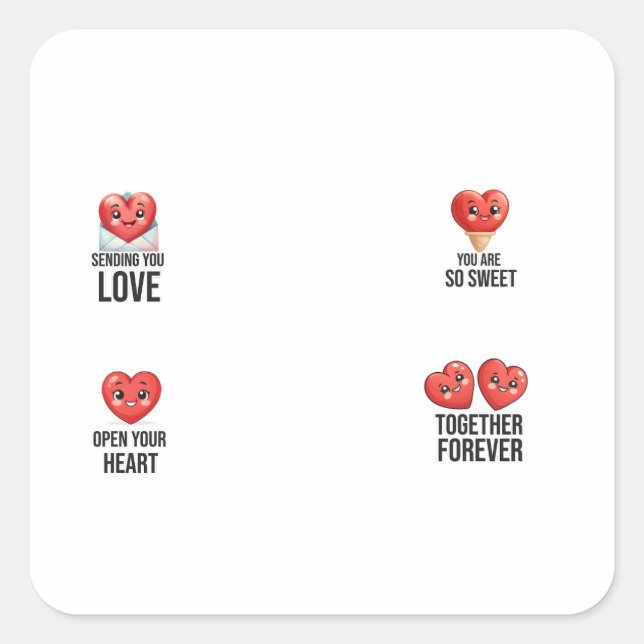 Valentine Day 4 Pack Stickers (Front)