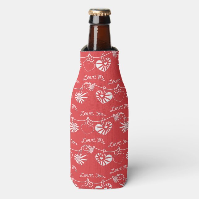 Valentine Day Background Bottle Cooler (Bottle Front)