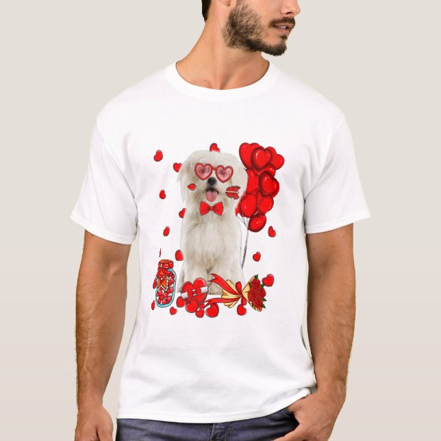 Valentine Day Cute Maltese T-Shirt (Front)