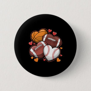 Valentine Day Football Basketball Baseball Red Hea 6 Cm Round Badge