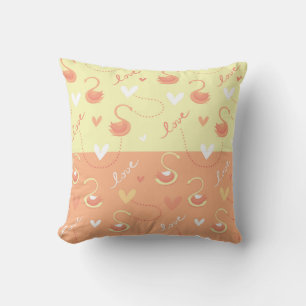 Valentine Day Heart Love Written in Yellow Orange Cushion