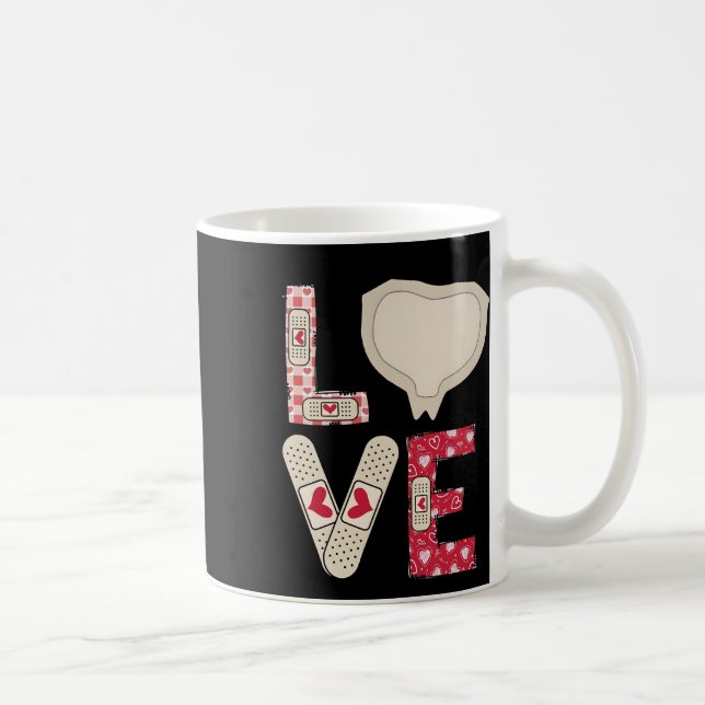 Valentine Day Medical Plaster Patch Funny Wound Ca Coffee Mug (Right)