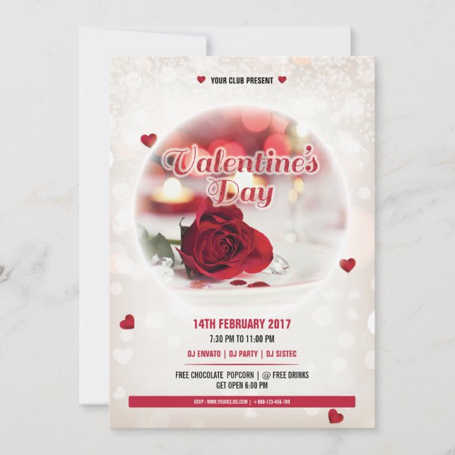 Valentine day party invitation card (Front)