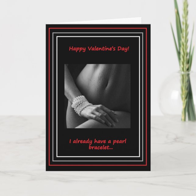Valentine' Day:  Pearl Necklace Holiday Card (Front)