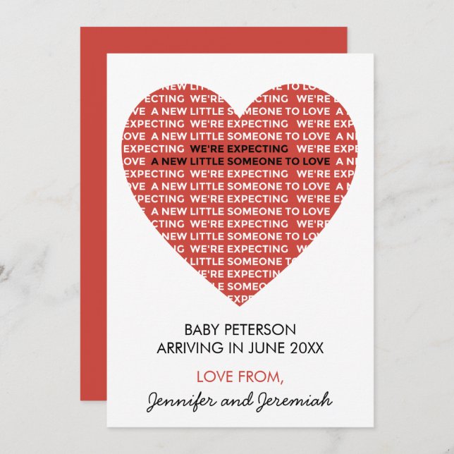 Valentine day pregnancy announcement cards neutral (Front/Back)