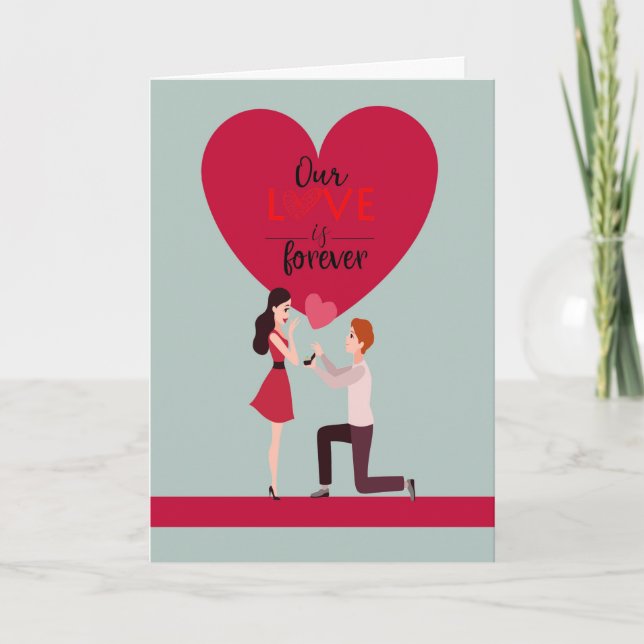 Valentine Day Proposal Congratulations with Couple Holiday Card (Front)