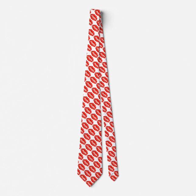 Valentine Day Red Lips Men's Tie (Front)