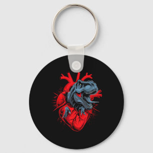 Valentine Day T-rex Heartbeat Roar Love Key Ring