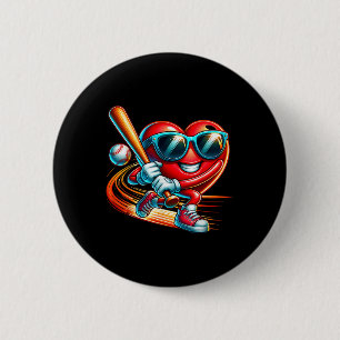 Valentine Days Baseball Heart Funny Gifts For Him  6 Cm Round Badge