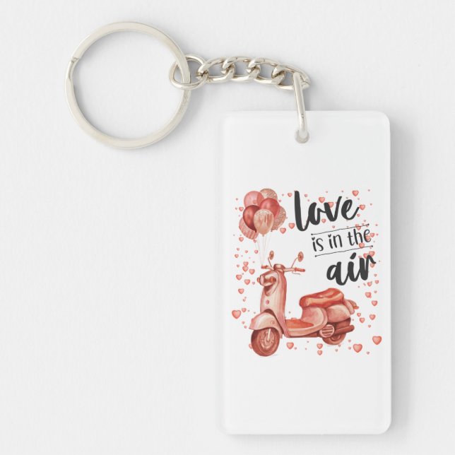 Valentine design: scooter and balloons keychain (Front)
