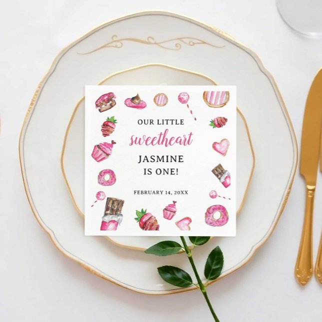 Valentine Desserts Little Sweetheart Birthday Cute Napkin (Creator Uploaded)