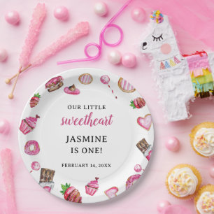 Valentine Desserts Little Sweetheart Birthday Cute Paper Plate