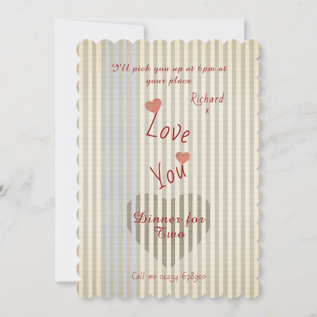 Valentine Dinner Hearts Invitation (Back)