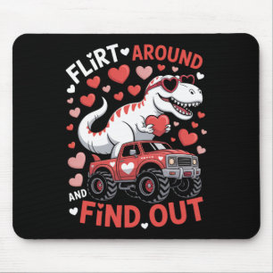 Valentine Dinosaur Monster Truck Flirt Around And Mouse Pad