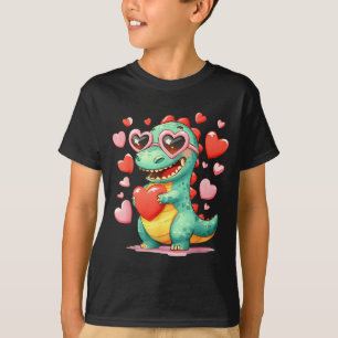 Valentine Dinosaur Trex Holding Heart Girl Sunl Bo T-Shirt