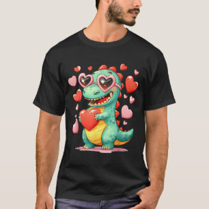 Valentine Dinosaur Trex Holding Heart Girl Sunl Bo T-Shirt