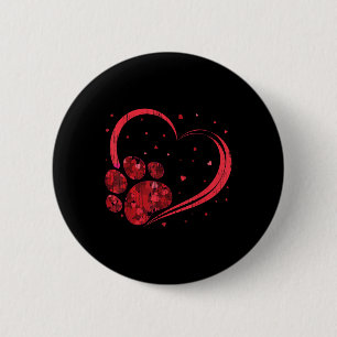 Valentine Dog &amp; Cat Paw Shirt Valentines Day C 6 Cm Round Badge