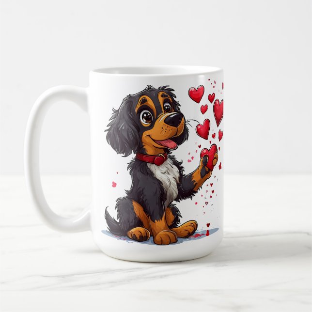 ☕ Valentine Dog Mug With Hearts Gift For Love ❤️ (Left)