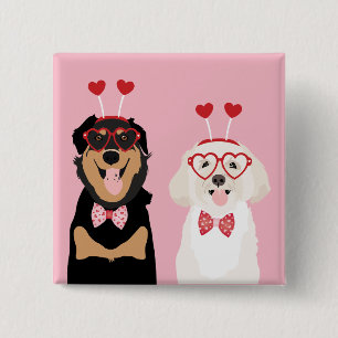 Valentine Dogs Rottweiler Maltipoo Puppy 15 Cm Square Badge