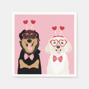 Valentine Dogs Rottweiler Maltipoo Puppy Napkin
