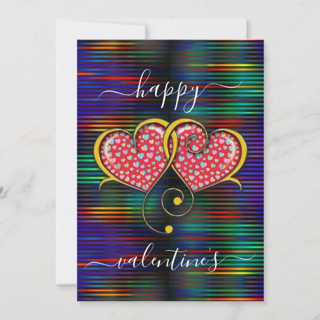 Valentine Elegant Interlocked Hearts Design Holiday Card (Front)