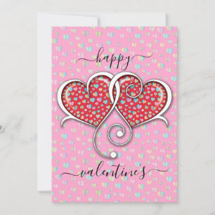 Valentine Elegant Interlocked Hearts Design Holiday Card