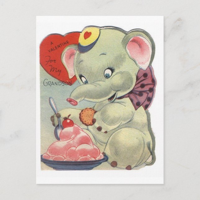 Valentine Elephant Holiday Postcard (Front)