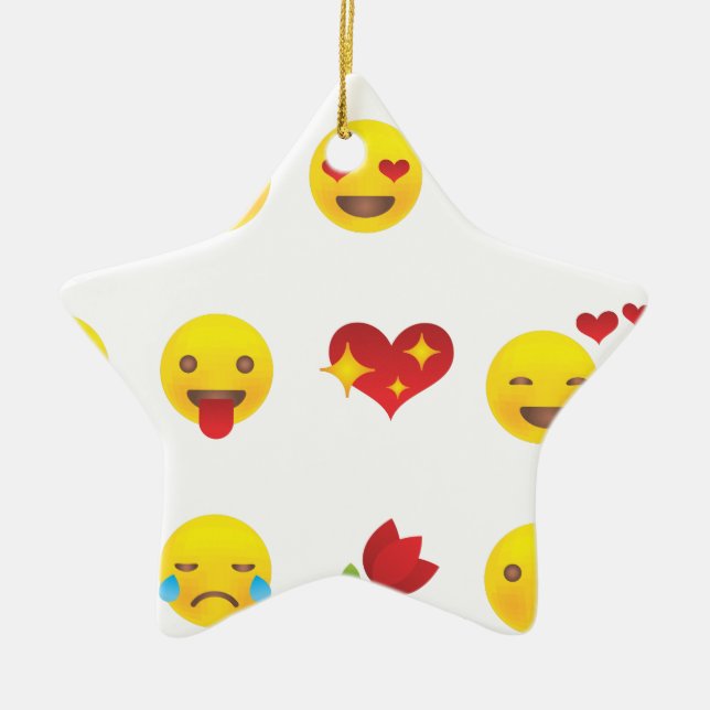 Valentine Emojis Ceramic Tree Decoration (Front)