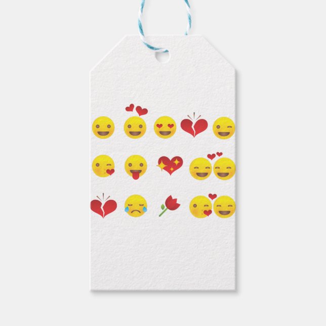 Valentine Emojis Gift Tags (Front)