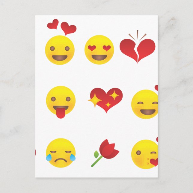 Valentine Emojis Holiday Postcard (Front)