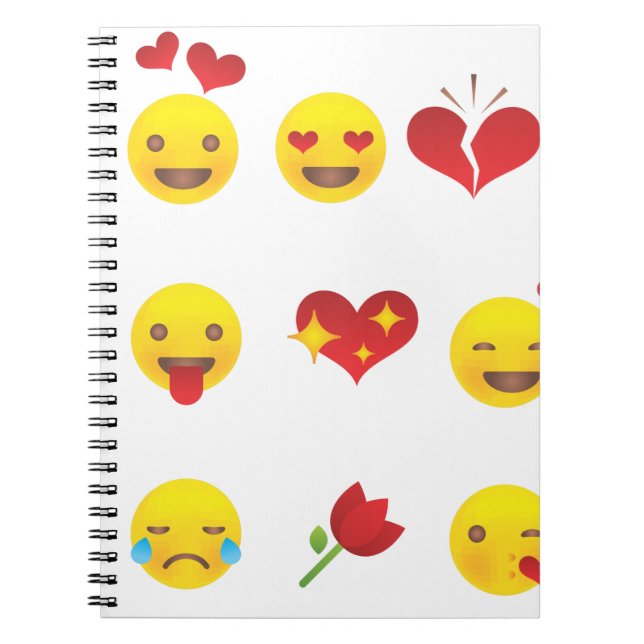 Valentine Emojis Spiral Notebook (Front)