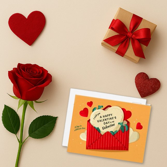 Valentine Envelope with Popping Hearts Holiday Postcard (Creator Uploaded)